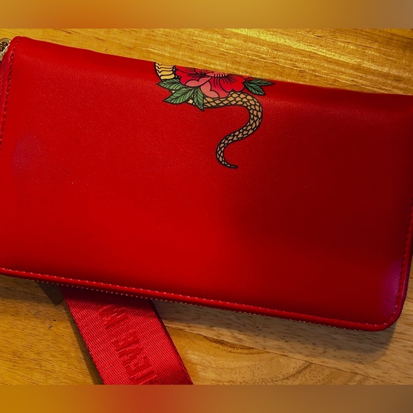 NWT Steve Madden red snake clutch purse
